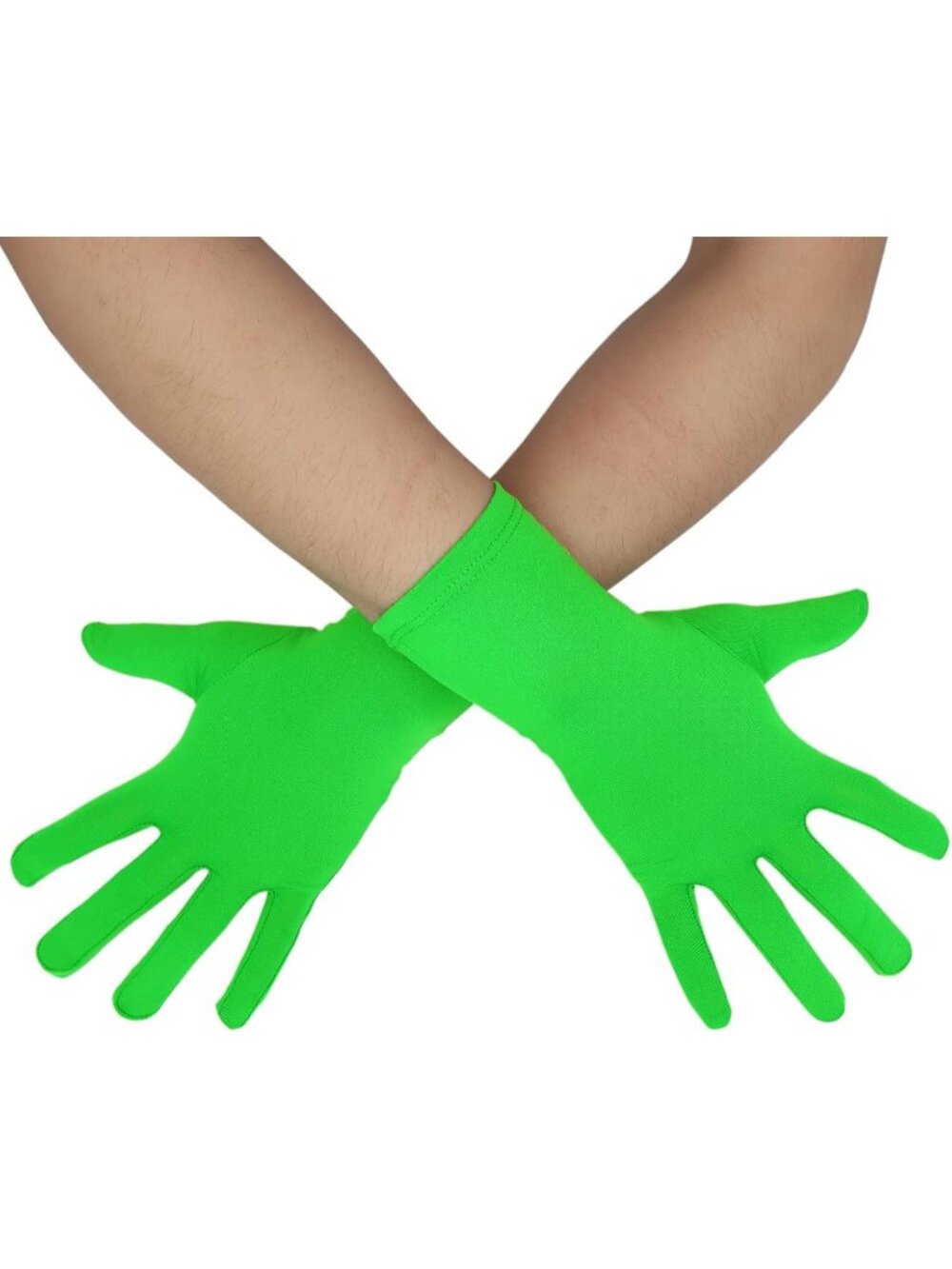 Women's Lime Green Banquet Party For Halloween Stretchy Spandex Costume Gloves